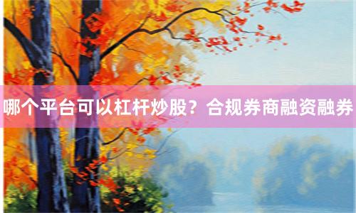 哪个平台可以杠杆炒股？合规券商融资融券